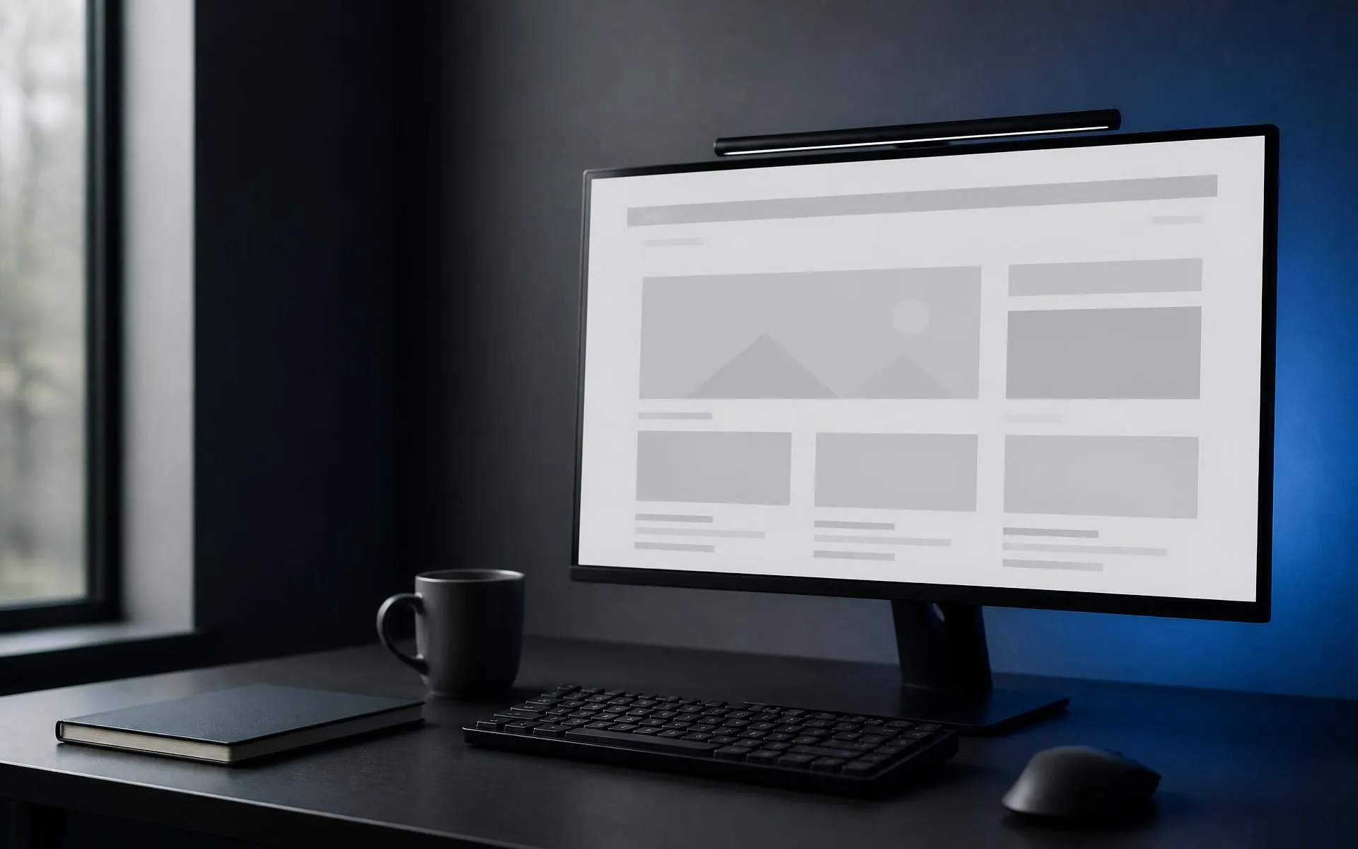 Moderne werkplek waarop een professionele website wordt ingericht
