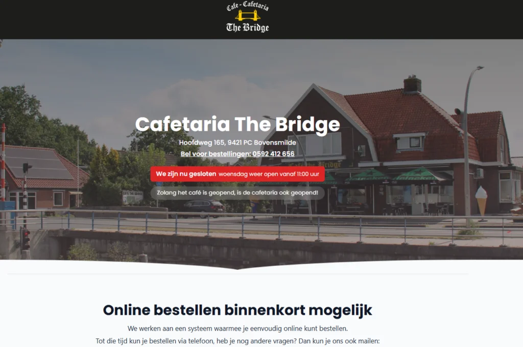 Website voor Cafetaria The Bridge