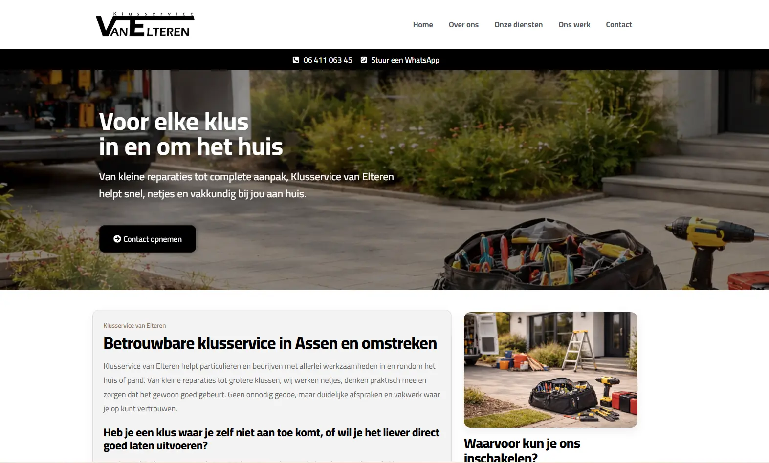 Website voor Klusservice van Elteren