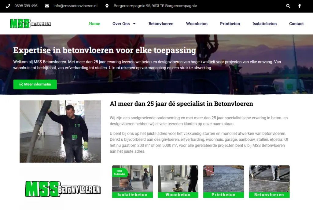 Website voor MSS Betonvloeren