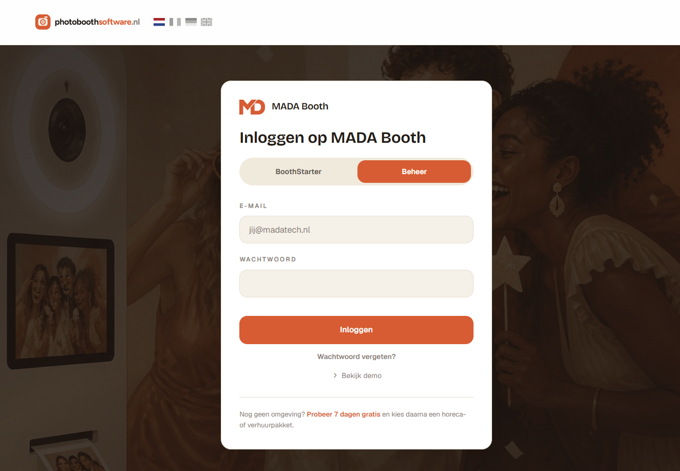 MADA Booth photoboothsoftware in gebruik op een evenement