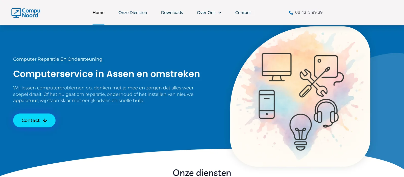 CompuNoord website voor computerreparatie en IT-diensten