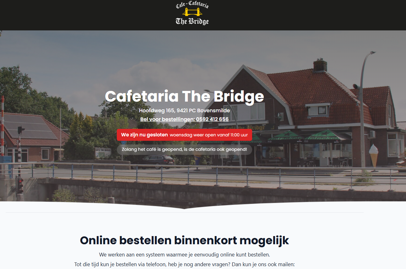 Website voor Cafetaria The Bridge