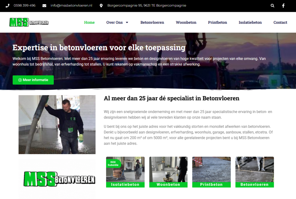 Website voor MSS Betonvloeren
